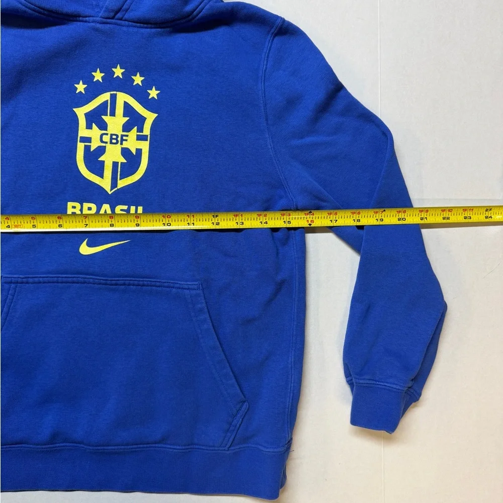 Brasil Nike Soccer CBF Club Kid’s Medium Blue Yellow Pullover Hoodie